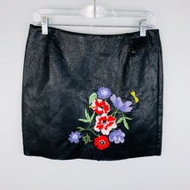 H&amp;M Black Embroidered Floral Dragonfly Detailed Raw Hem Women&#39;s 10  Pencil Skirt - £21.39 GBP