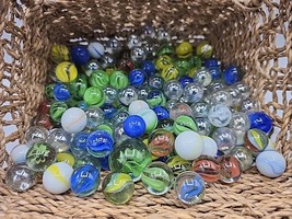 Marbles Mixed Lot More Than 2lbs White Orange Clear Cats Eyes Green &amp; More - £16.77 GBP