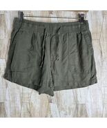 Gap Shorts Womens Size M Green Linen Blend Lightweight Drawstring Waistband - $198.34 MXN