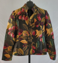 Ellen Tracy Linda Allard Black Green Berry Print Blazer Jacket Misses Size 2 - £19.82 GBP