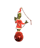Grinch Christmas Ornament Holding Beads Standing on Ball - £17.86 GBP