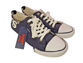 Levis Women&#39;s Anika C Logo Sneakers Canvas Low-Top Shoes Navy/White size 9.5 - £23.32 GBP