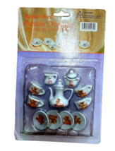 Handcrafted Porcelain Decoration 13psc. Miniature Bone China Tea Set Toy NEW - £11.73 GBP