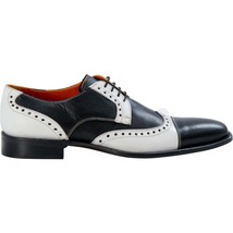 Men Oxford Two Tone Black White Cont Plain Rounded Cap Toe Leather Shoes US 7-16 - £109.26 GBP