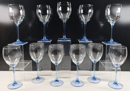 11 Cristal D’Arques Azur Water Goblet Set Elegant Clear Blue Stemware Fr... - £97.64 GBP