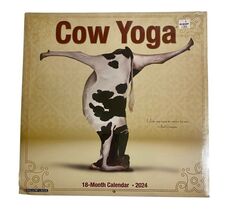 Cow Yoga Wall Calendar NOS Sealed 2024 18 Months Photos Art Crafts 12&quot; x... - $9.90