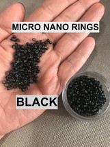 1000 PCS COPPER SILICONE LINED MICRO NANO RINGS FOR I TIP EXTENSIONS BLACK - £20.77 GBP