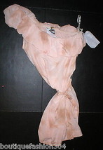 New NWT $300 Womens Young Fabulous Broke Silk Dress Large Belted Pale Pink Beige - £233.57 GBP