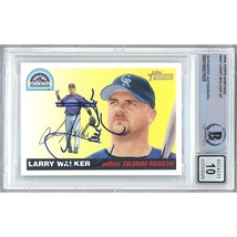 Larry Walker Colorado Rockies Signed 2004 Topps Heritage SP Card 443 BGS Auto 10 - £199.36 GBP