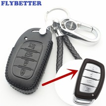 FLYBETTER Leather 4Button Smart Key Case Cover For IX25/IX35/Elantra/Sonata/I40  - £30.02 GBP