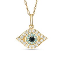 0.70 CT VVS1 Real Moissanite 14k Yellow Gold Plated Evil Eye Pendant Necklace - £57.59 GBP