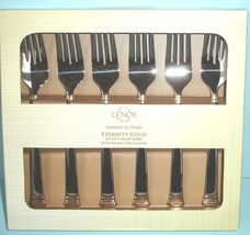 Lenox Eternity Gold Salad Dessert Forks Set of 6 Stainless Flatware New - $64.90