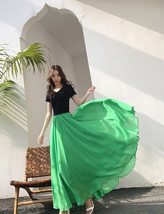 Yellow Long Chiffon Skirt Outfit Women Custom Plus Size Summer Sheer Maxi Skirt image 11