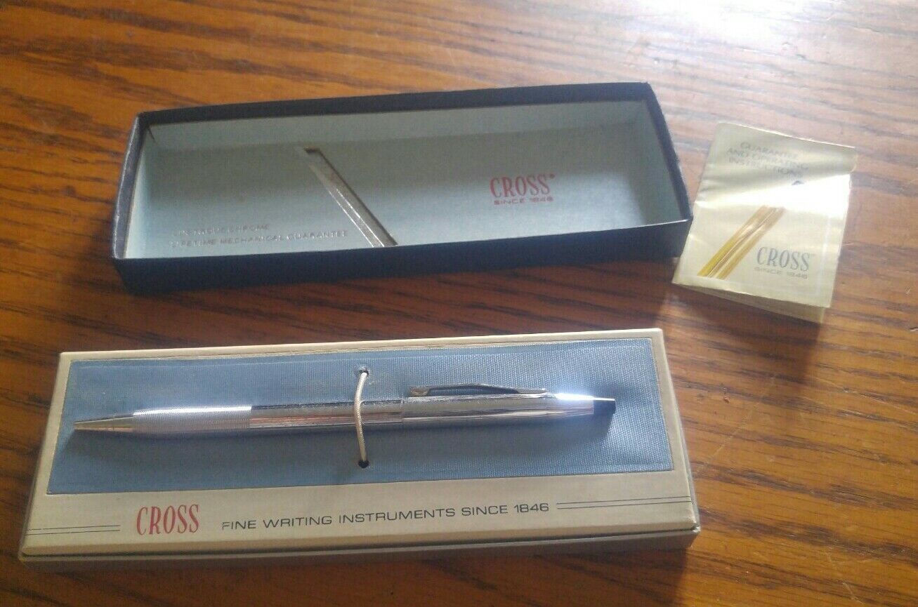 Vintage 1970s Cross Pen In Original Box 1975 Lustrous Chrome Still Writes - $34.99