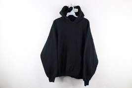 Vintage 90s Streetwear Mens Size 2XL XXL Faded Blank Hoodie Sweatshirt Black - £55.35 GBP