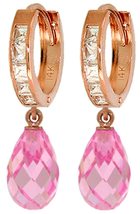 Galaxy Gold GG 14k Rose Gold Cubic Zirconia Dangling Hoop Earrings - £193.45 GBP