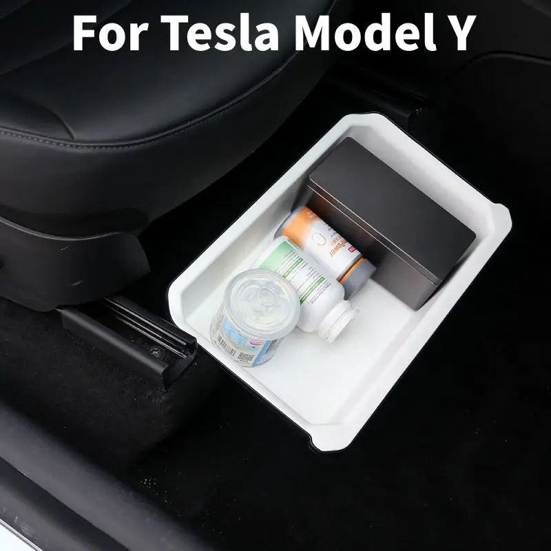 Car Under Seat Double-deck Storage Box Drawer Holder For Tesla Model Y Interior - £28.95 GBP+