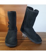 Après by Lamo Boots Size 9 Black Suede Leather Buttons PullOn Fur Lined ... - £37.00 GBP