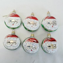 Blown Glass Christmas Ornament Double Side Santa Claus Face 3&quot; Vintage Lot of 6 - £86.16 GBP