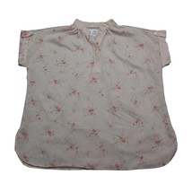 Kissin Cousin Shirt Womens Pink Short Sleeve Mock Neck Button Flora Shee... - £14.90 GBP