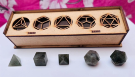 Natural Labradorite Sacred Geometry Set gemstone With Wooden Box 12-15MM Gift - £15.72 GBP