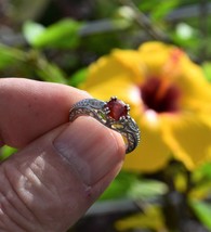 Appraised for $440 US.  Earth Mined Orangy Red Sapphire set in ring, Size 7 . - £168.13 GBP