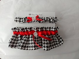 HOUNDSTOOTH GARTER SET black and white checked garter set,  with accent ... - $25.00