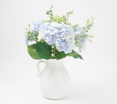 Real Touch Hydrangea and Eucalyptus in Glazed Jug by Peony in Blue - £76.74 GBP
