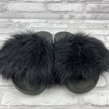Fabulous Furs by Donna Salyers Black Fox Faux Fur Slides Size 7 Sandals  - £31.54 GBP