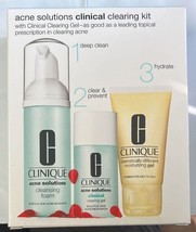 CLINIQUE Acne Solutions Clinical Clearing Gel+Cleansing Foam+Moisturizer 3pc - $19.79