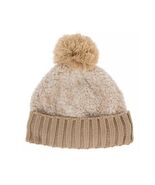 CEDARWOOD THREADS ~ Taupe &amp; White ~ Cuffed ~ Pom Pom ~ Beanie ~ Hat - $20.00