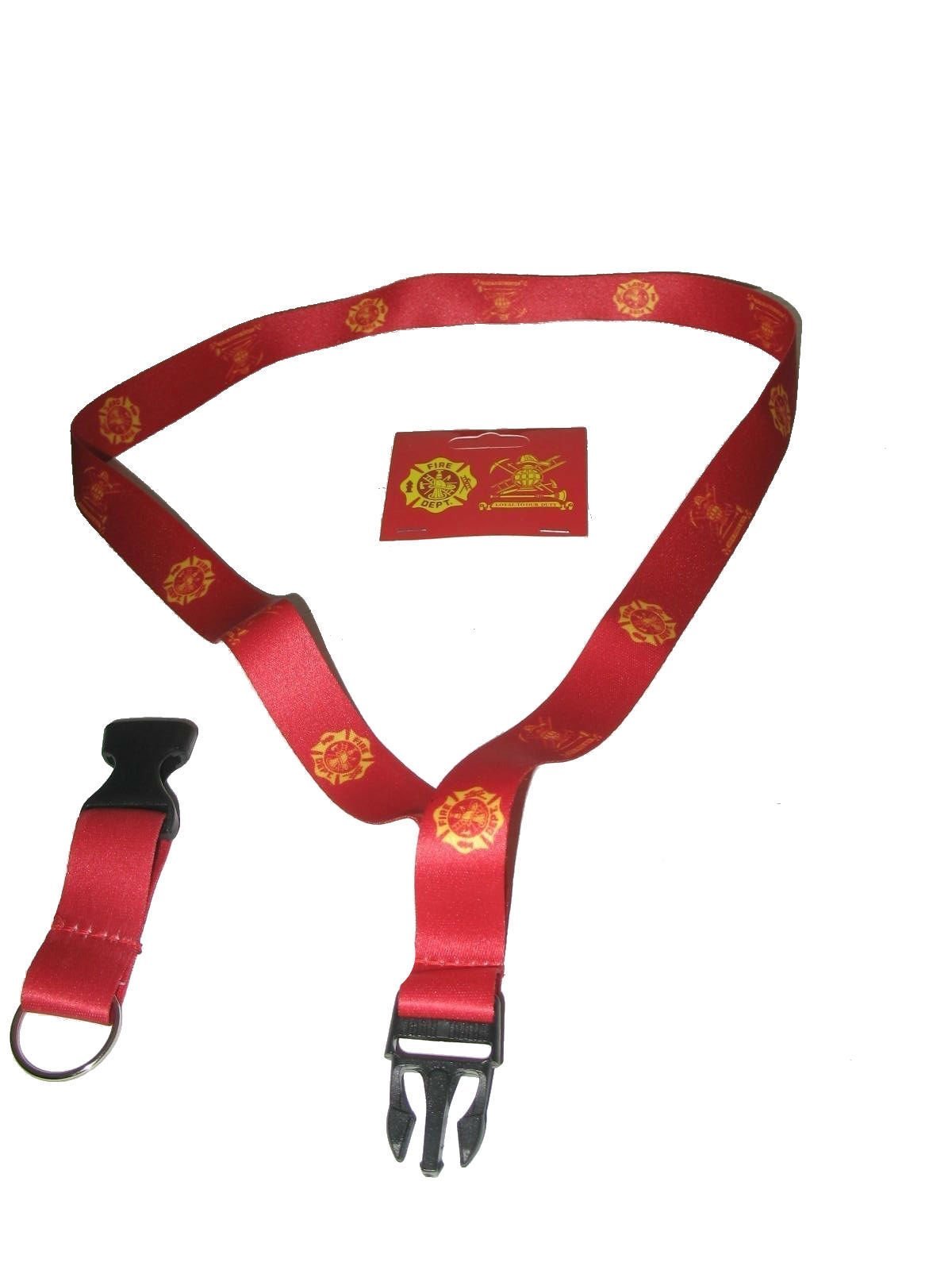32&quot; Fire Fighter Department Red/Yellow Printed Lanyard With Detachable K... - $5.99