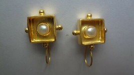 Pendientes de perlas de moda con placa de oro de 14 quilates para regalo de... - £64.52 GBP