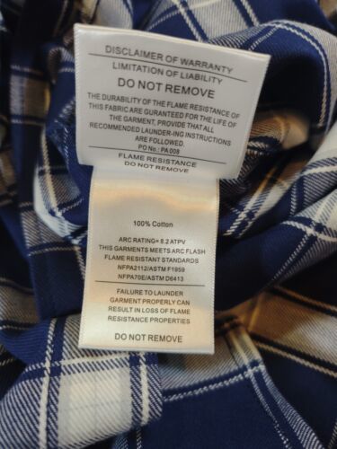 VANDISI FR Shirt Flame Resistant Shirt Blue Plaid Flannel 3XL CAT2-2112 Men's  Item image 7