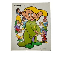 Vintage Playskool Wooden Inlay Tray Puzzle Snow White Dopey 9 pieces Wal... - $8.33