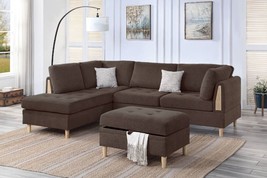 Albena 3-Piece Sectional with Chaise in Chocolate Chenille - $1,299.00