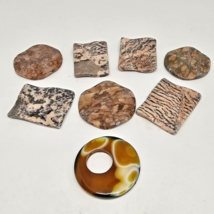 8 Oversized Granite Gneiss &amp; Agate Stone Beads Lot Round Square Flat - $24.95