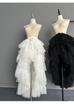 White High-low Tiered Tulle Maxi Skirt White Wedding Wrap Long Tulle Skirts image 2