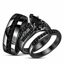 2Ct Marquise Cut Lab Created Diamond Engagement Wedding Trio Ring Set 925 Silver - £105.57 GBP