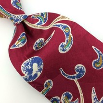 Oliver Hunt Tie Made In US Paisley Floral Red Turquoise Gold Silk Necktie I17-29 - £12.73 GBP