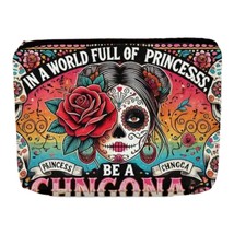 Makeup Bag with Floral &amp; Skull – &quot;In a World Full of Princesses, Be a Ch... - $11.83
