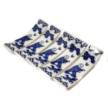 Set Of 5 Porcelain Asian Scene Blue Chopsticks Utensil Holders Rests Vin... - $8.89
