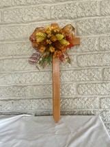 Rustic Fall Cemetery Cross – Handmade Grave Decoration with Autumn Flowers  - $463.52 MXN