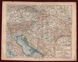 1885 Original Geographic Map Östereich-Ungarn Meyers Lexikon Austria Hungary GER - £17.68 GBP
