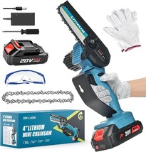 Mini Chainsaw: Portable, Handheld, Cordless, 4-Inch Electric Small Chain... - $42.95