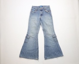 Vintage Y2K Streetwear Womens 5 Thrashed Flared Extra Wide Leg Cargo Jeans Pants - £55.52 GBP