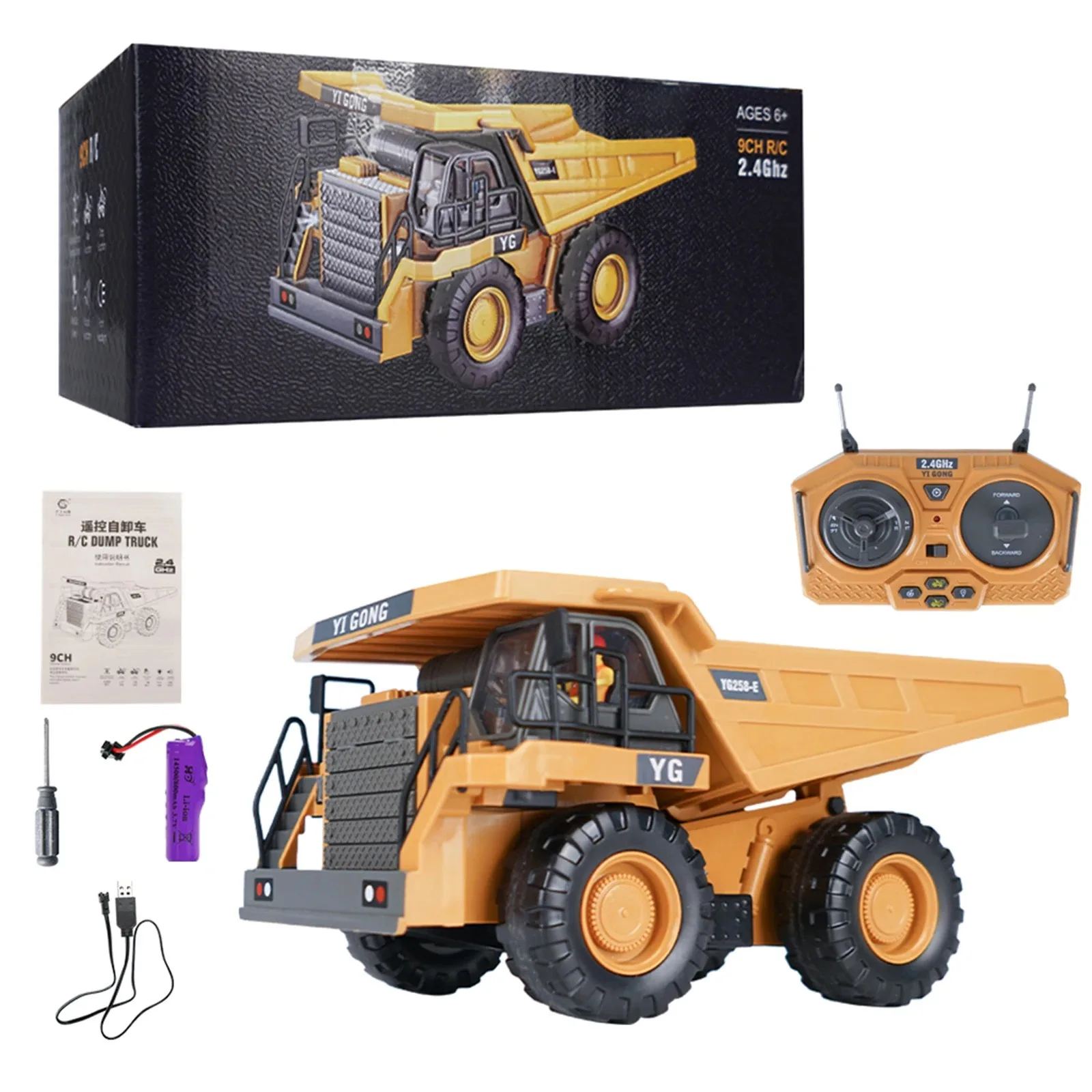 RC Dump Truck 1:24 6 Ch 2.4G Alloy Remote Control Truck 9CH Remote-Controlled - £13.68 GBP+