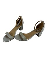 Idifu Womens Block Heels Size 8.5 Sliver Glitter Sandals Open Toe Wedding - £15.00 GBP