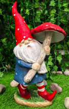Large Whimsical Garden Gnome With Giant Toadstool Mushroom Umbrella Figu... - $59.99