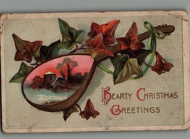 Antique Postcard 1910s Embossed Hearty Christmas Greetings Used 5.5 x 3.5 - $21.98